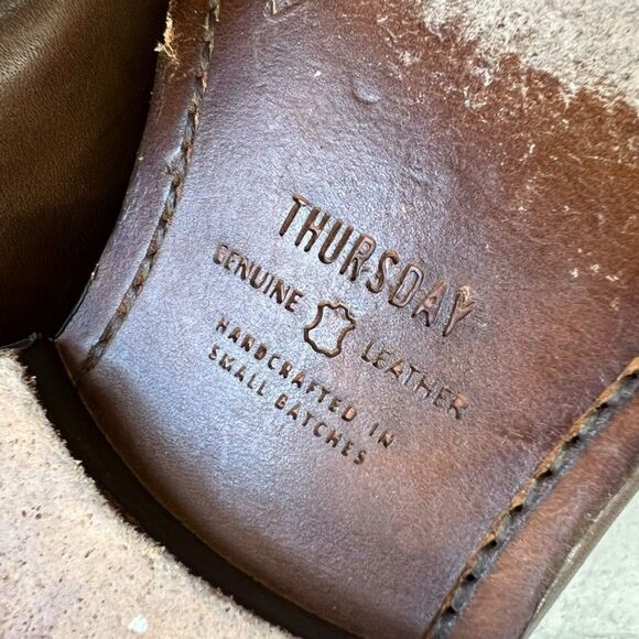 Thursday Brown Leather Square Toe Monk Strap Dress Shoes Mens Size US 9 - Picture 8 of 11